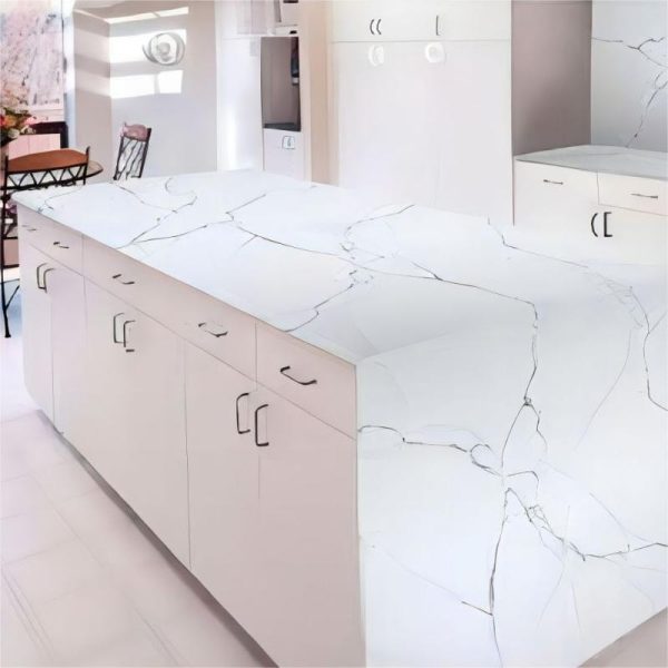 Thailand Factory Calacatta White with Black Veins Quartz Kitchen Countertops Wholesale Customized