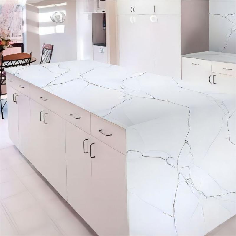 Thailand Factory Calacatta White with Black Veins Quartz Kitchen Countertops Wholesale Customized - Image 4
