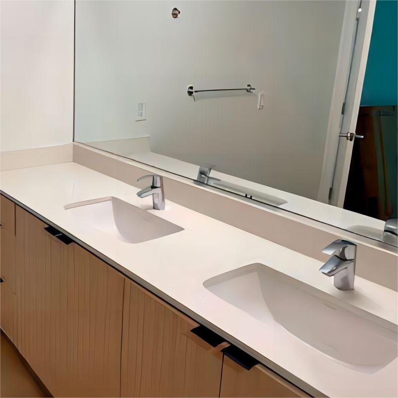 Thailand Factory Pure White Quartz Kitchen Countertops Polished Wholesale Customized - Image 4
