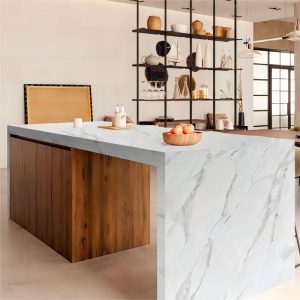 Thailand Factory Calacatta White with Grey Veins Quartz Countertops Worktops for Kitchens Wholesale Customized