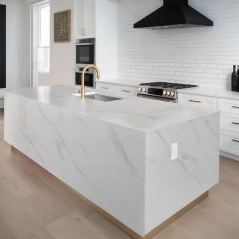 Thailand Factory Calacatta White with Grey Veins Quartz Countertops Worktops for Kitchens Wholesale Customized - Image 2