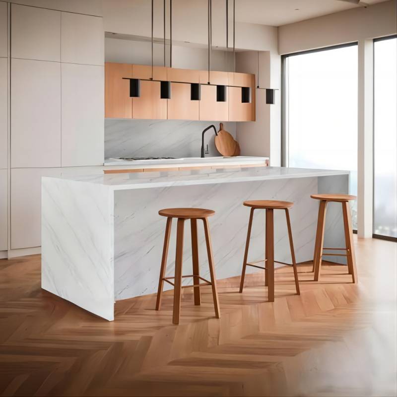 Thailand Factory Calacatta White with Grey Veins Quartz Countertops Worktops for Kitchens Wholesale Customized - Image 3