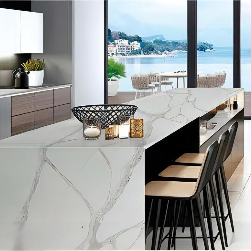 Thailand Factory Calacatta White with Grey Veins Quartz Countertops Worktops for Kitchens Wholesale Customized - Image 5
