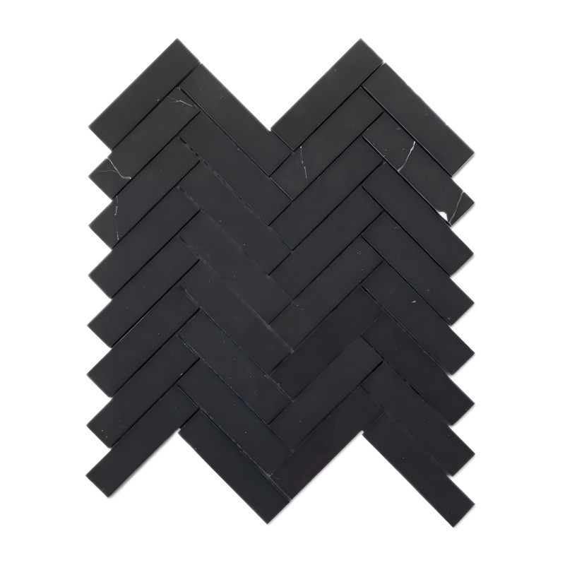 Thailand Factory Nero Marquina Stone Black Marble Mosaic Tile for Interior Wall and Floor Decor Wholesale Manufacturer - Image 2