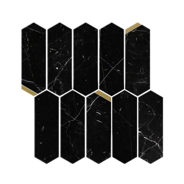 Thailand Factory Nero Marquina Stone Black Marble Mosaic Tile for Interior Wall and Floor Decor Wholesale Manufacturer