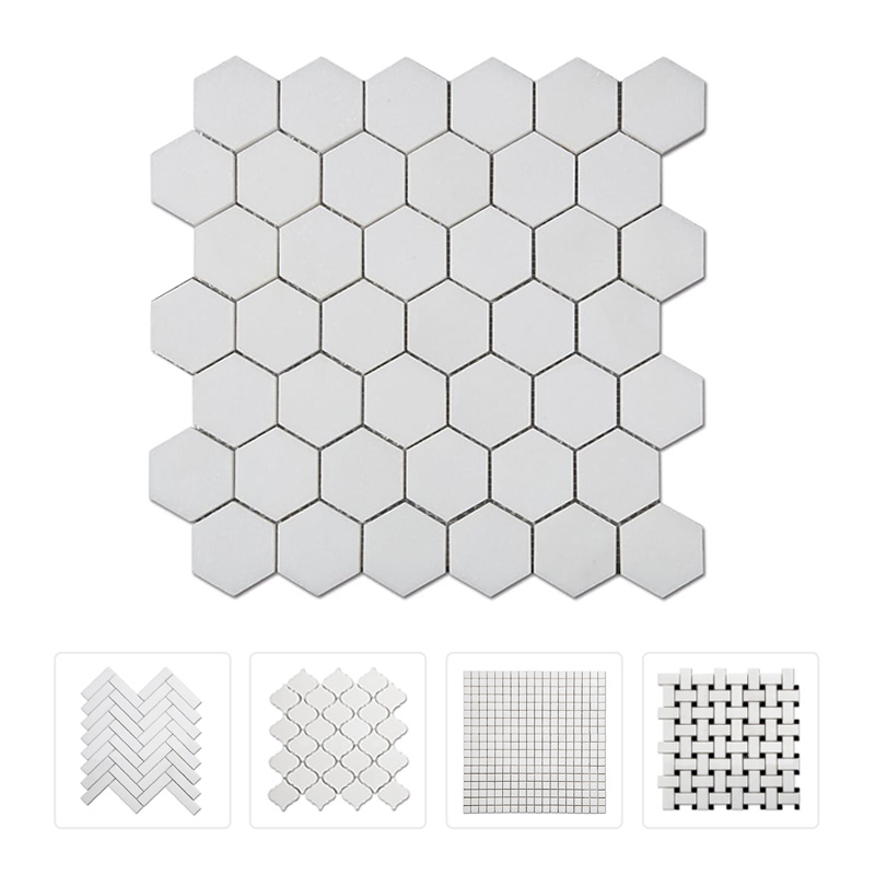 Thailand Factory White Thassos Stone White Marble Mosaic Tile for Wall and Floor Decoration Wholesale Manufacturer - Image 1