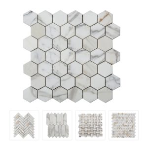 Thailand Factory Calacatta Gold Stone White Marble Mosaic Tile for Interior Wall and Floor Decor Wholesale Manufacturer
