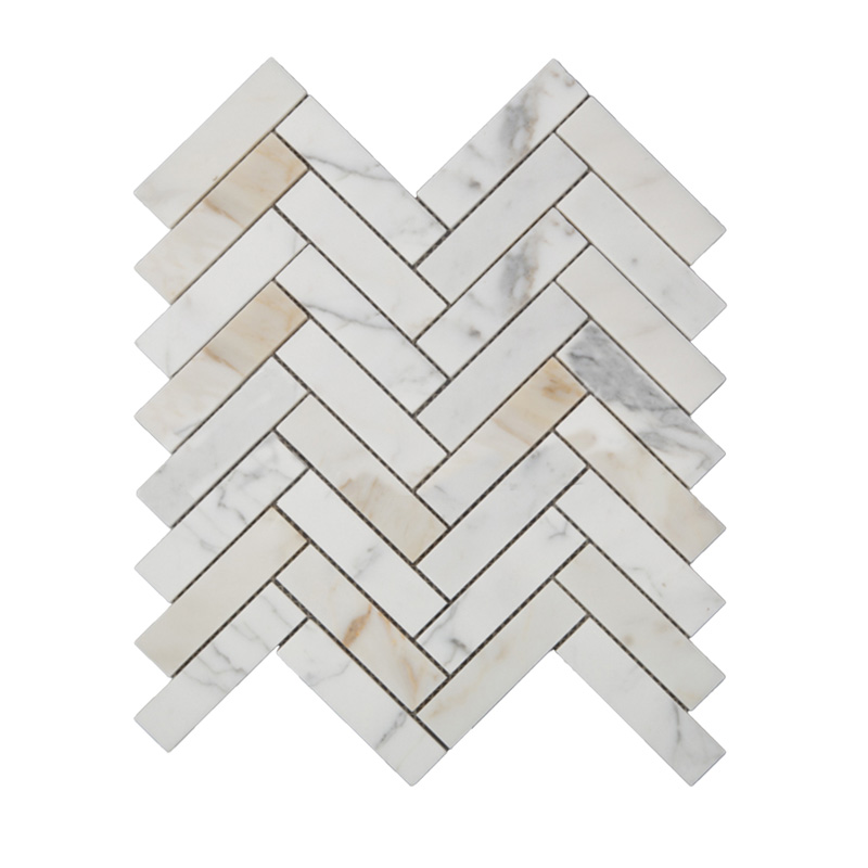 Thailand Factory Calacatta Gold Stone White Marble Mosaic Tile for Interior Wall and Floor Decor Wholesale Manufacturer - Image 2