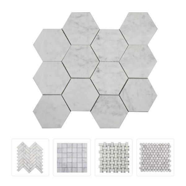 Thailand Factory Bianco Carrara Stone White Marble Mosaic Tile for Wall Decor Wholesale Supplier