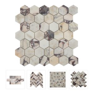 Thailand Factory Calacatta Viola Marble with Purple Veins Mosaic Tile for Bathroom and Kitchen Decor Wholesale Supplier