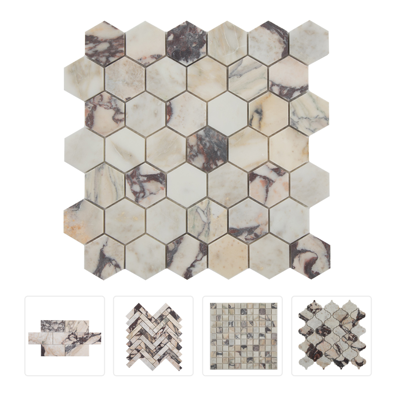 Thailand Factory Calacatta Viola Marble with Purple Veins Mosaic Tile for Bathroom and Kitchen Decor Wholesale Supplier - Image 1