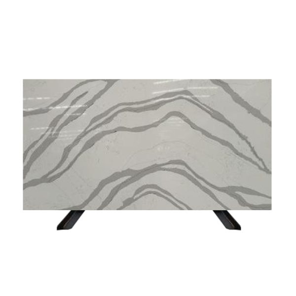 Thailand Factory Wholesale Calacatta White with Grey Veins Quartz Slabs for Sale