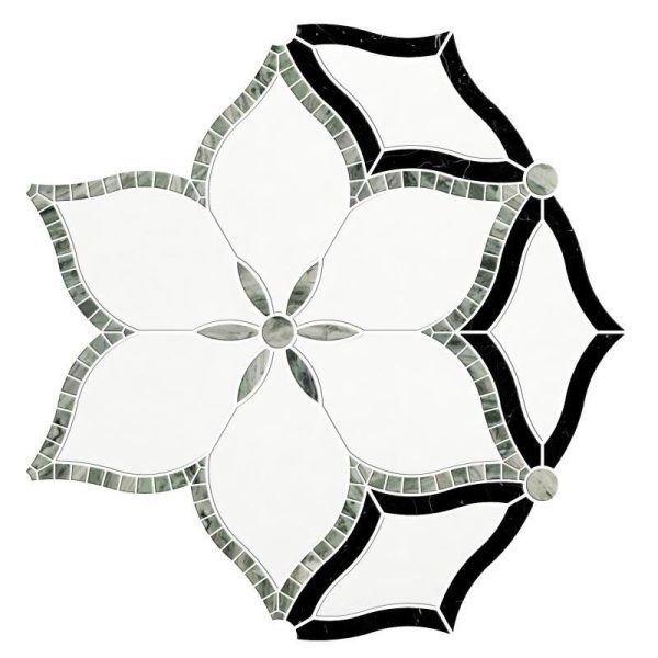 Thailand Factory Marble Stone Waterjet Mosaic Tile Flower Shape Design for Interior Wall Decor Wholesale Manufacturer