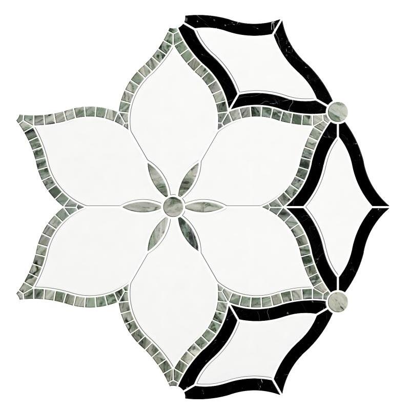 Thailand Factory Marble Stone Waterjet Mosaic Tile Flower Shape Design for Interior Wall Decor Wholesale Manufacturer - Image 1