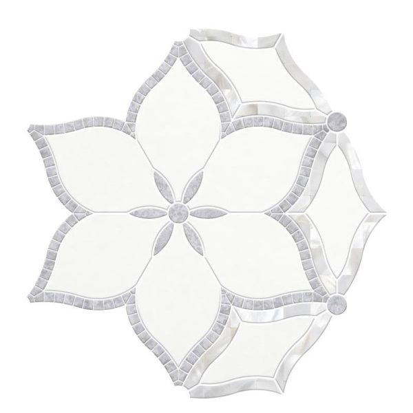 Thailand Factory Marble Stone Waterjet Mosaic Tile Flower Shape Design for Interior Wall Decor Wholesale Manufacturer