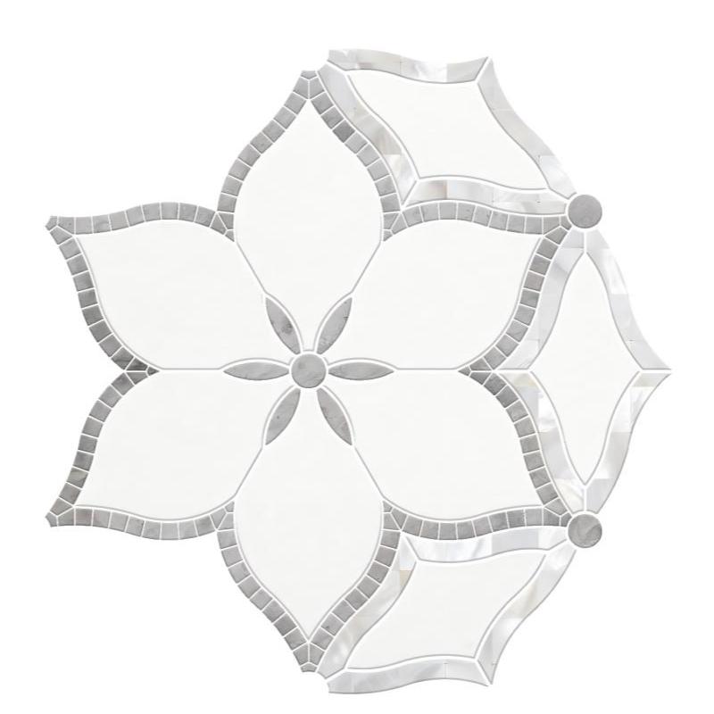 Thailand Factory Marble Stone Waterjet Mosaic Tile Flower Shape Design for Interior Wall Decor Wholesale Manufacturer - Image 3