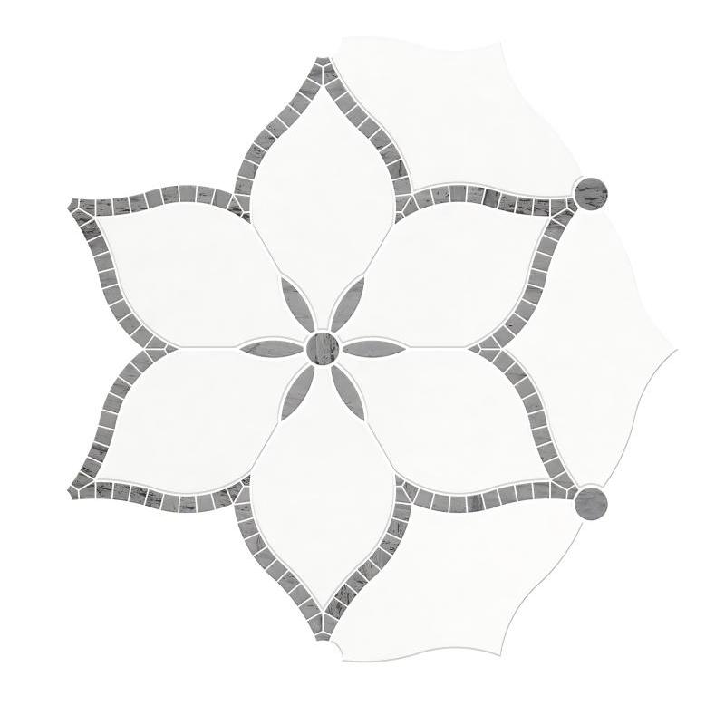 Thailand Factory Marble Stone Waterjet Mosaic Tile Flower Shape Design for Interior Wall Decor Wholesale Manufacturer - Image 4