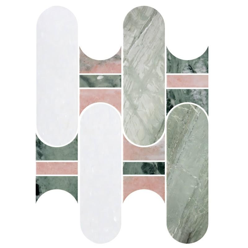 Thailand Factory Marble Stone Waterjet Mosaic Tile Design for Interior Floor and Wall Wholesale Supplier - Image 3